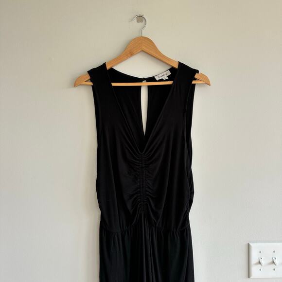 Evereve Cinch Front V-Neck Full Length Sleeveless Jumpsuit Black L - Picture 4 of 12